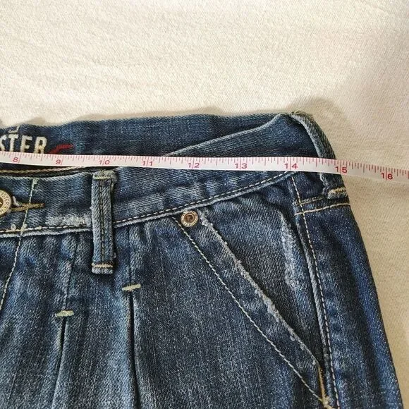 Vtg Hollister Pleated Denim Mini Skirt Low Rise Y2K Distressed Size 0 - Picture 4 of 9